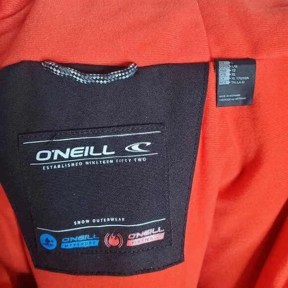 Oneill Black Poppy Red Colorblock Zip Up Seashell Snowboarding Jacket Size Large